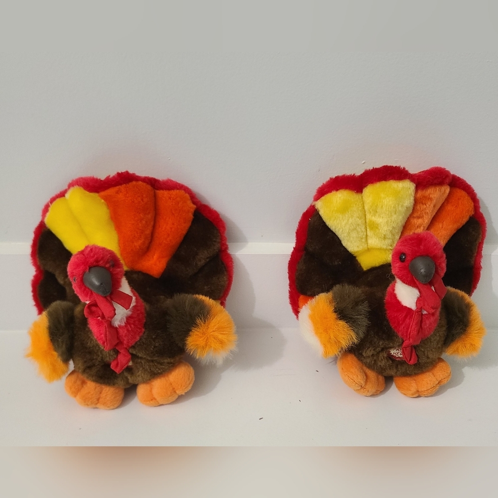 Vintage Kids of America Plush Stuffed Animal Turkey Thanksgiving/Fall Decor (2)